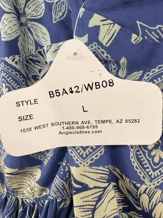 NWT Angie Blue Floral Keyhole Wide Leg Jumpsuit Boho L - Picture 10 of 10